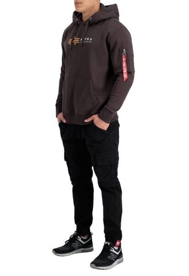 Alpha Industries pánska mikina Alpha Label čierna s kapucňou - Original Brands