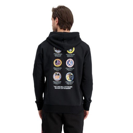 Alpha Industries pánska mikina Apollo Mission čierna s kapucňou - Original Brands
