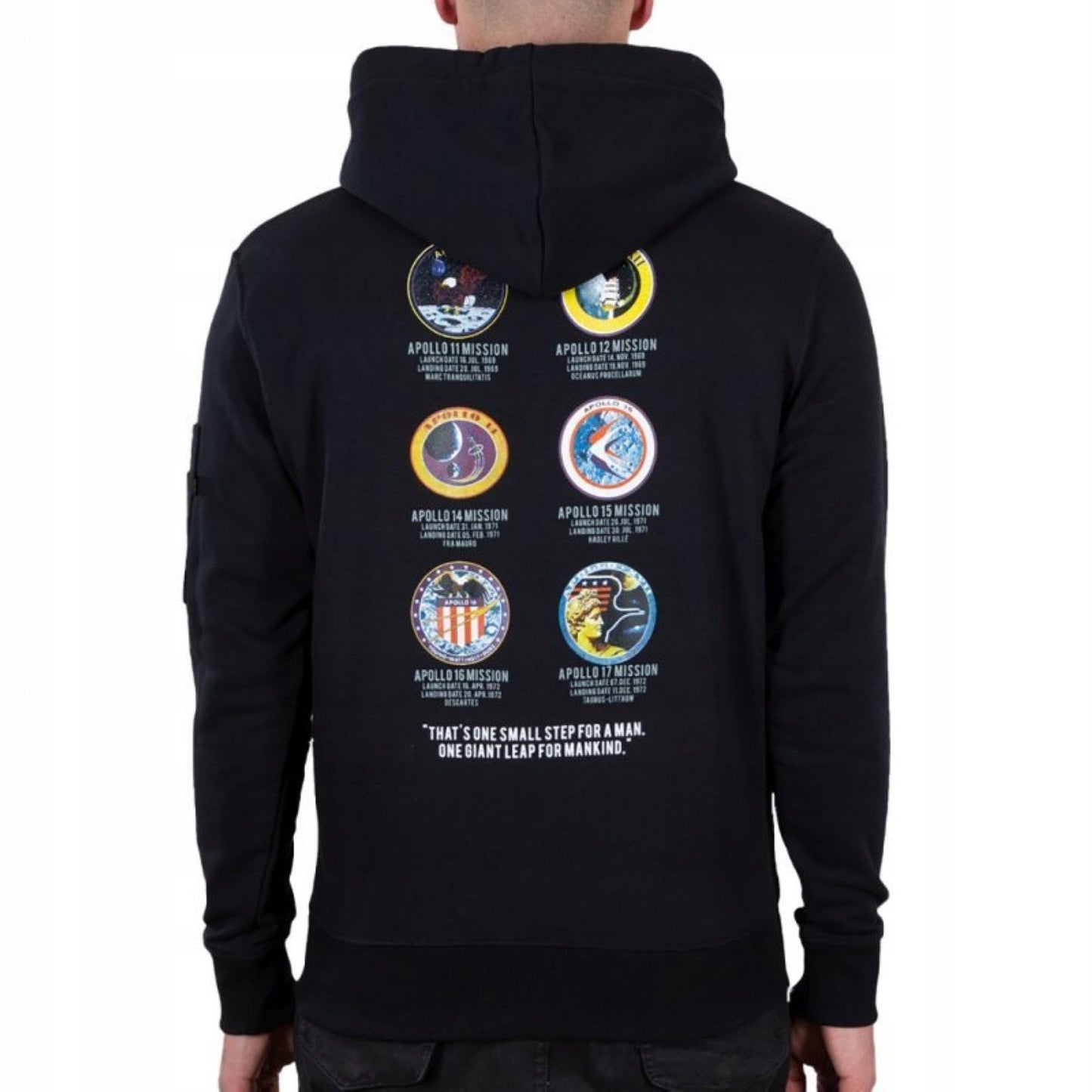 Alpha Industries pánska mikina Apollo Mission čierna s kapucňou - Original Brands