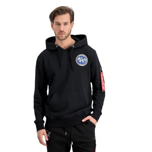 Alpha Industries pánska mikina Apollo Mission čierna s kapucňou - Original Brands