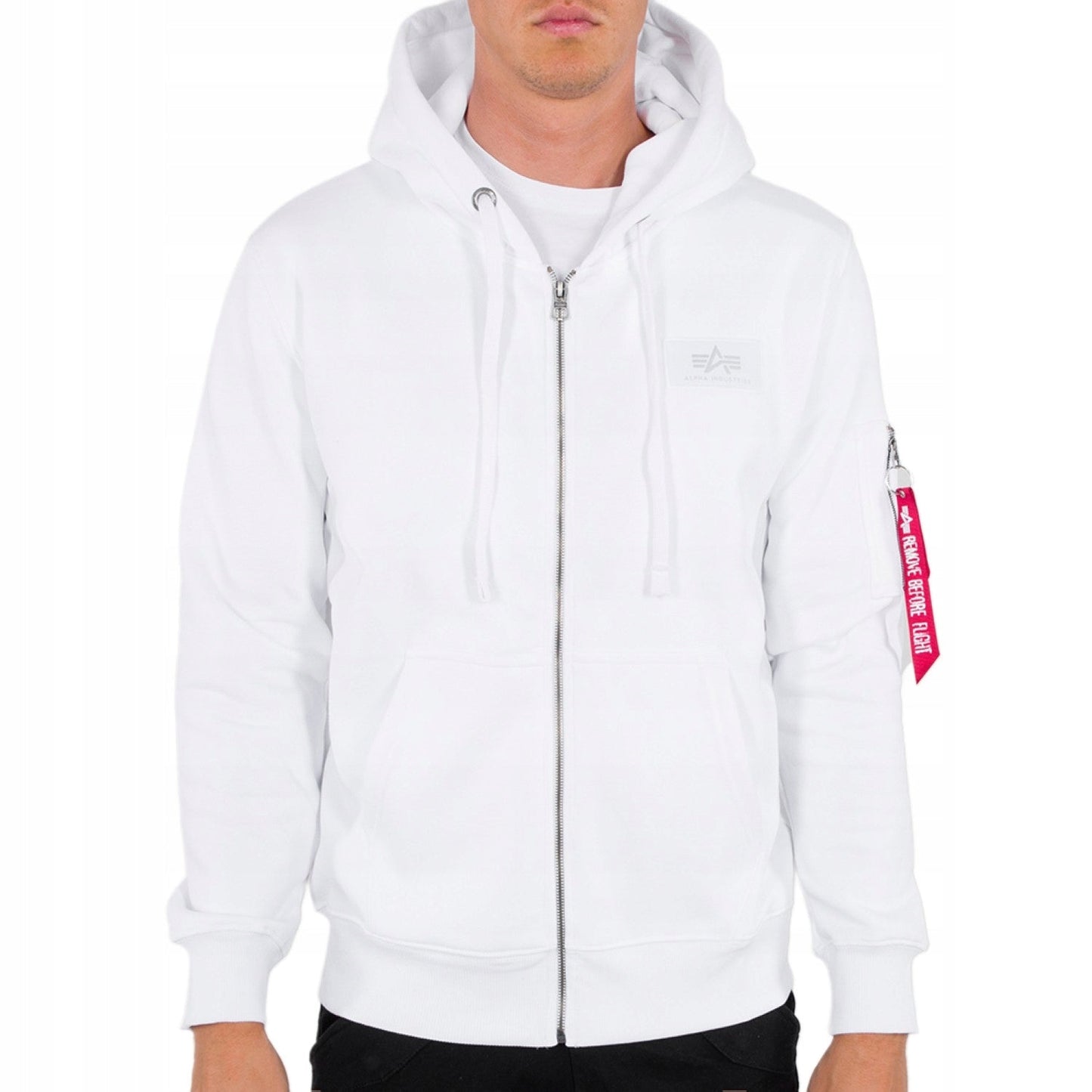 Alpha Industries pánska mikina Back Print Zip Hoody biela - Original Brands