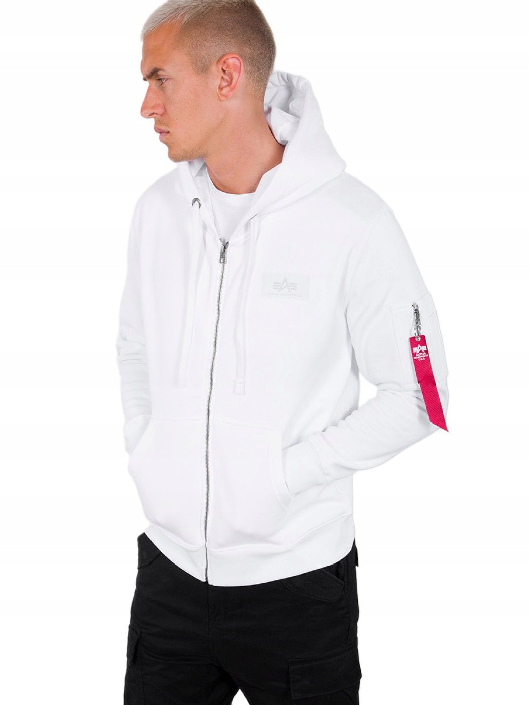 Alpha Industries pánska mikina Back Print Zip Hoody biela - Original Brands