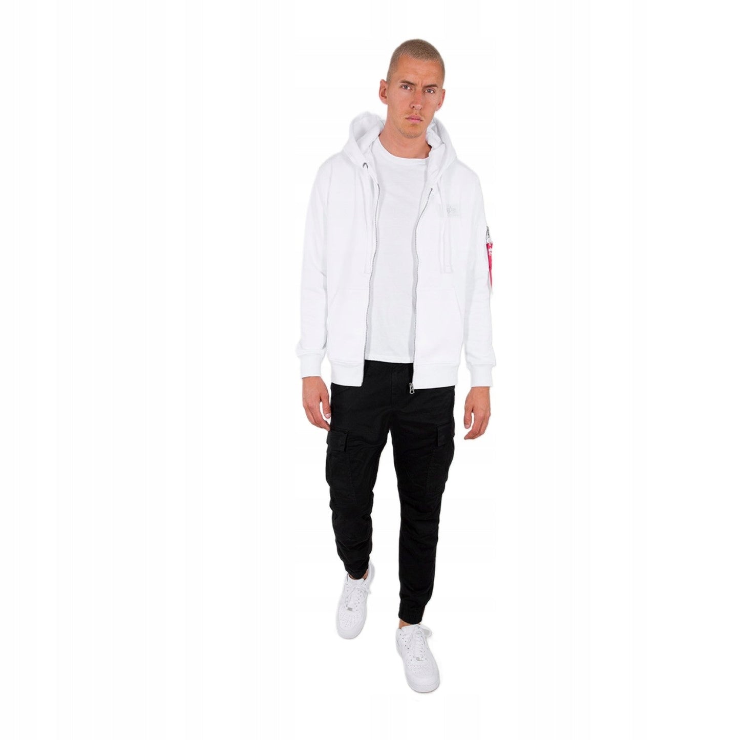 Alpha Industries pánska mikina Back Print Zip Hoody biela - Original Brands