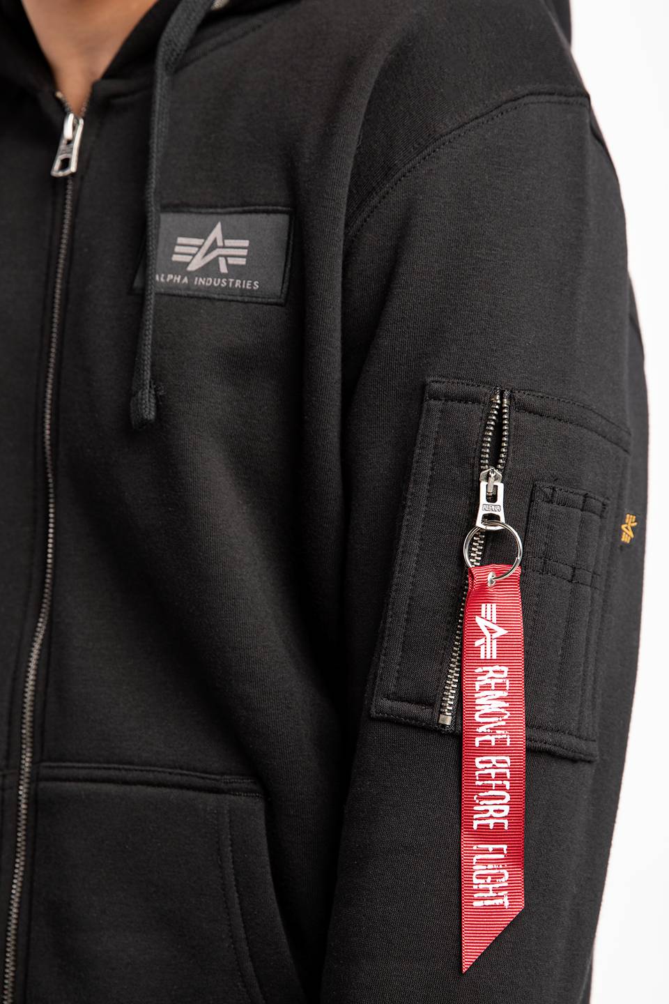 Alpha Industries pánska mikina Back Print Zip Hoody čierna - Original Brands