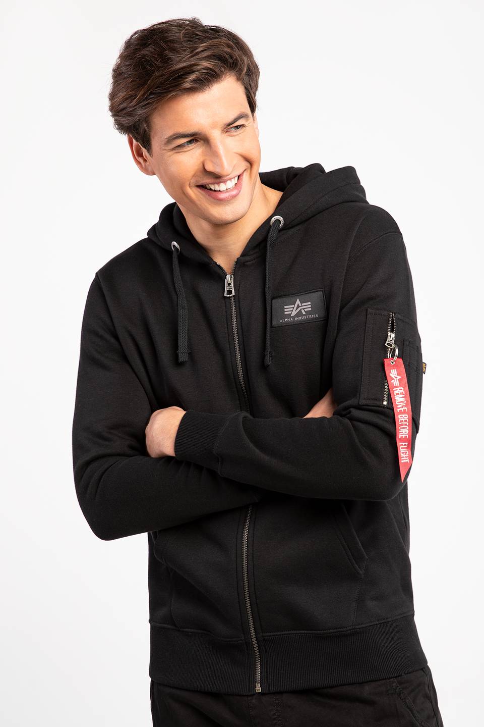Alpha Industries pánska mikina Back Print Zip Hoody čierna - Original Brands