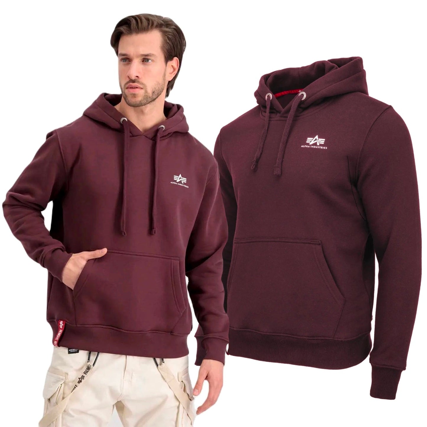 Alpha Industries pánska mikina Basic Small Logo bordová - Original Brands
