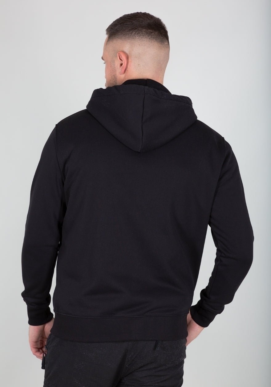 Alpha Industries pánska mikina Basic Zip čierna s kapucňou - Original Brands