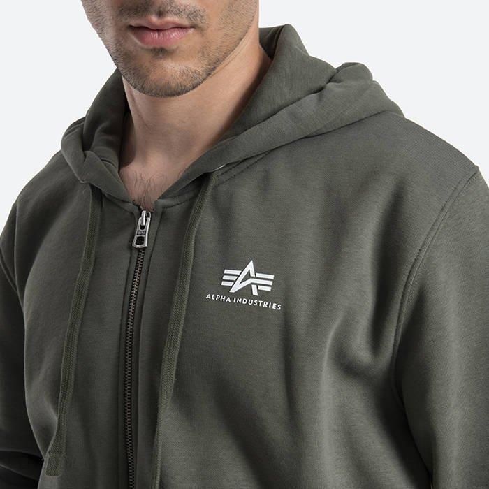 Alpha Industries pánska mikina Basic Zip Hoody SL olivová - Original Brands