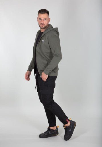 Alpha Industries pánska mikina Basic Zip Hoody SL olivová - Original Brands