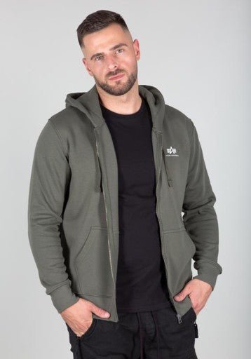 Alpha Industries pánska mikina Basic Zip Hoody SL olivová - Original Brands