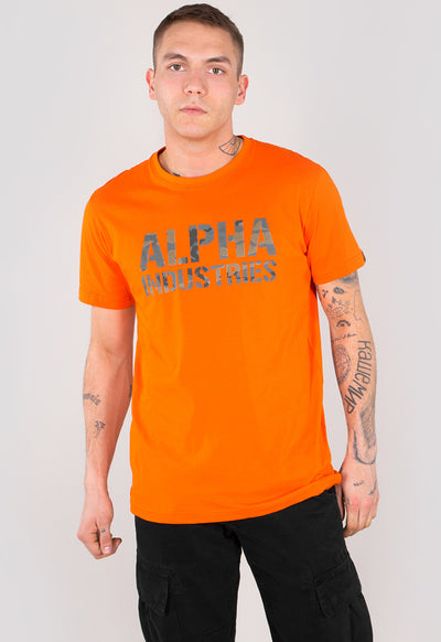 Alpha Industries pánske tričko Camo Print T oranžové