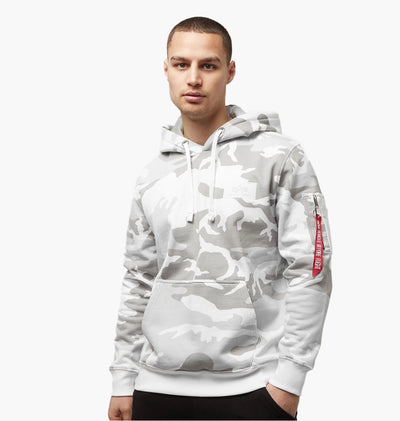Alpha Industries pánska mikina s kapucňou biela kamufláž