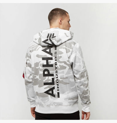 Alpha Industries pánska mikina s kapucňou biela kamufláž