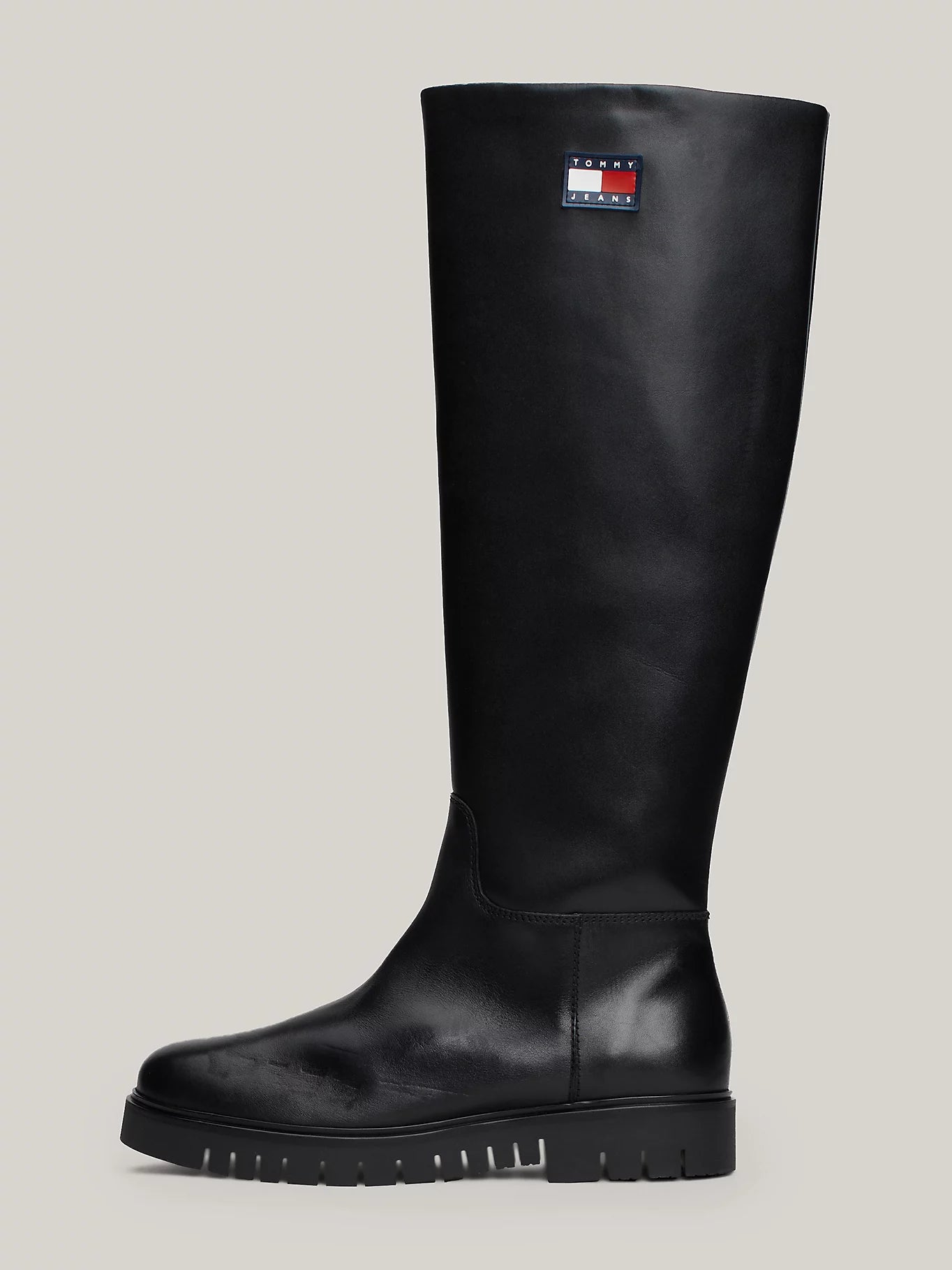 Leather Cleat Knee-High Boots