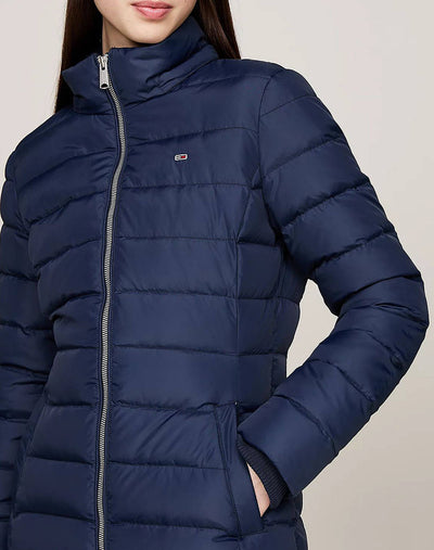 TOMMY JEANS TJW ESSENTIAL HOODED DOWN COAT dámska bunda modrá