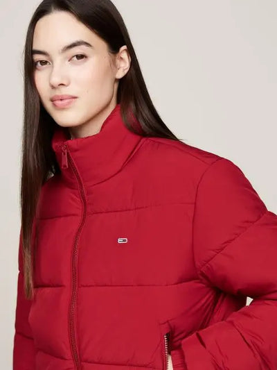 TOMMY JEANS Zip-Thru Cropped Puffer Jacket dámska bunda červená