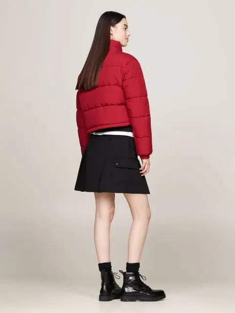 TOMMY JEANS Zip-Thru Cropped Puffer Jacket dámska bunda červená