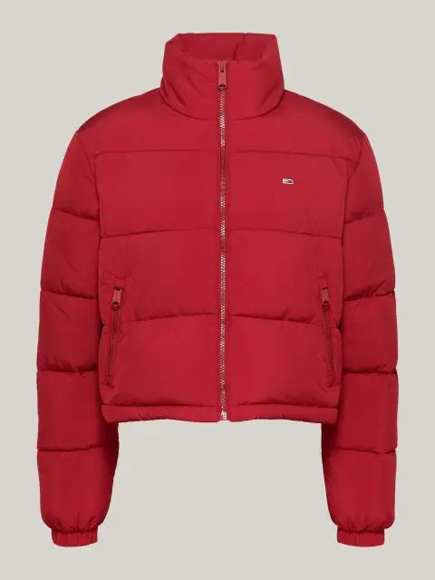 TOMMY JEANS Zip-Thru Cropped Puffer Jacket dámska bunda červená