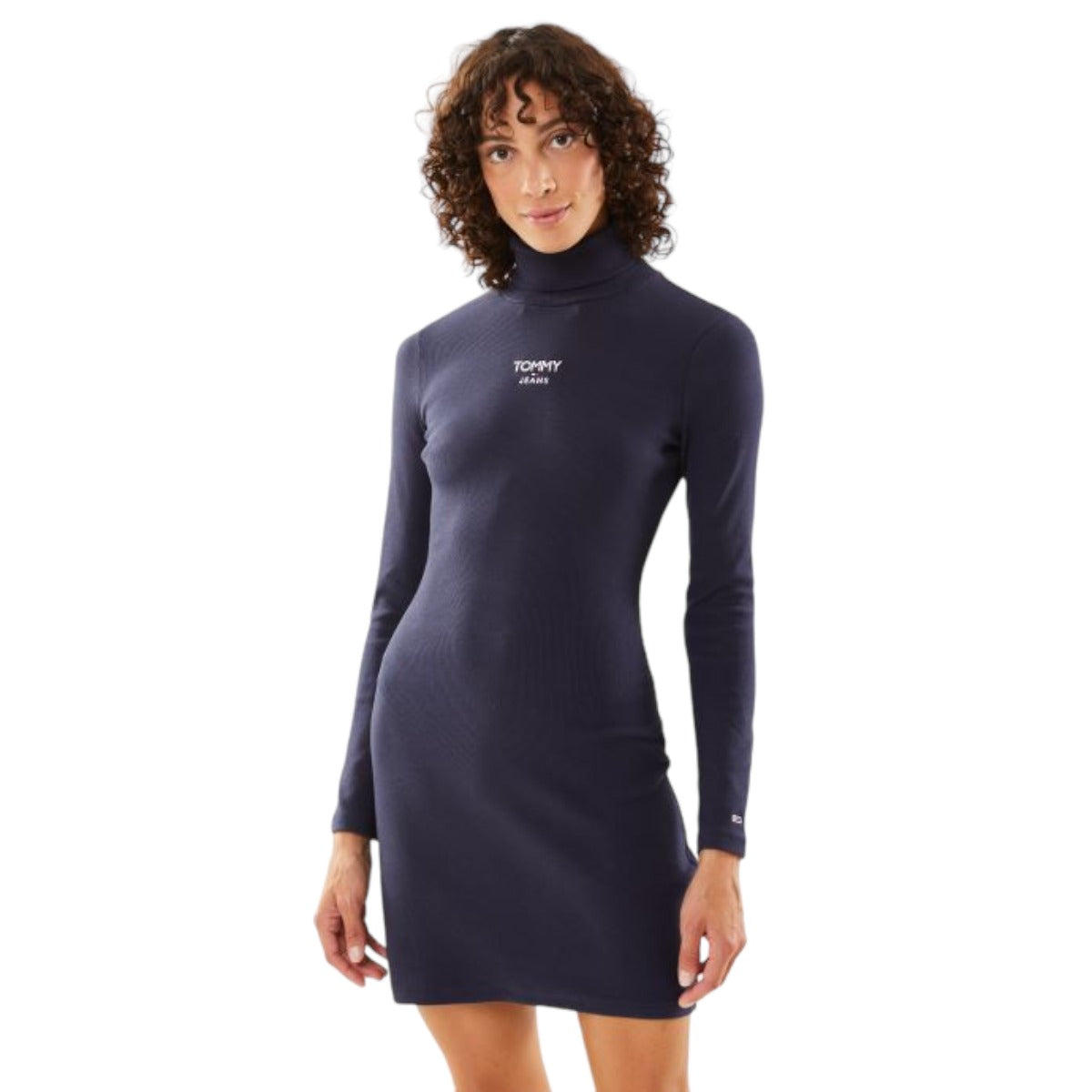 Tommy Hilfiger dámske šaty TJW Turtleneck Essential Logo Dress odtieň granatový