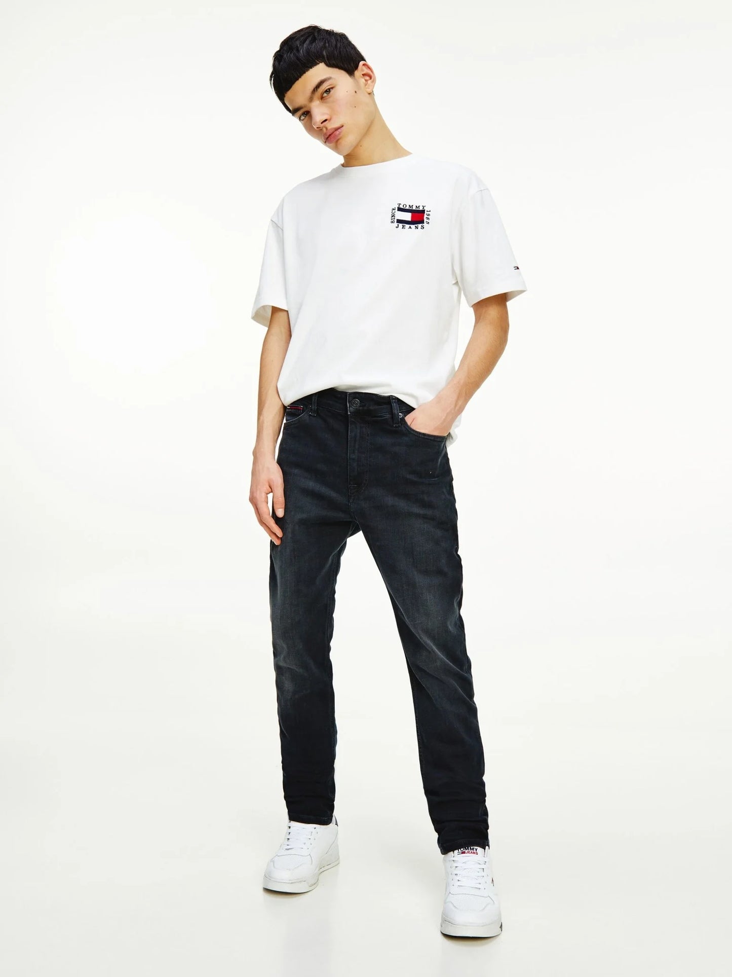 Tommy Hilfiger pánske džínsy Simon Skinny Fit čierne