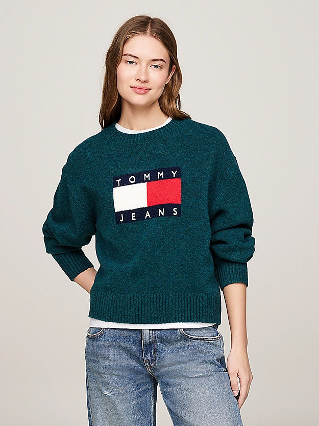 Tommy Jeans Mélange Relaxed Jumper with Wool dámský pulóver