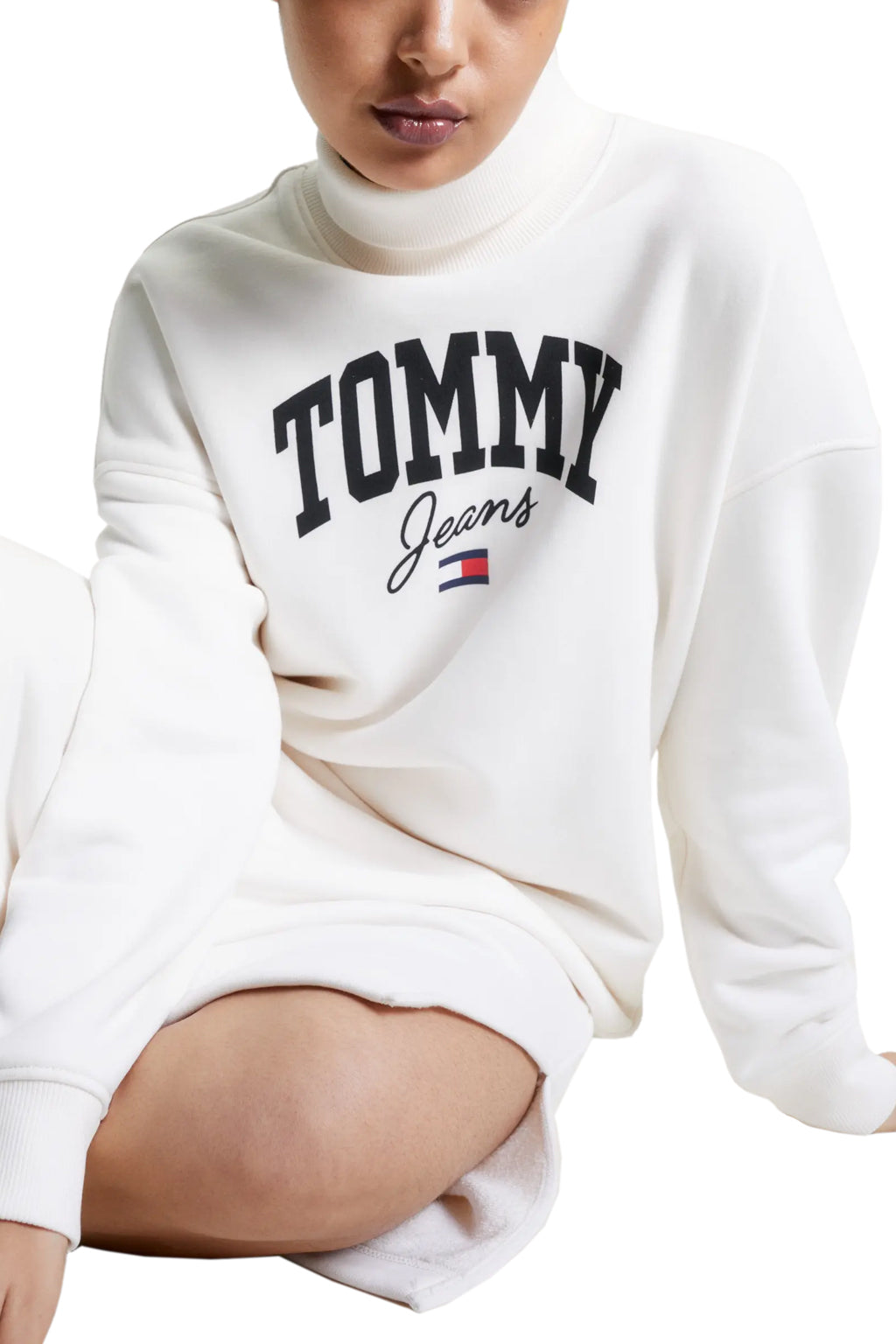 Tommy Jeans dámske šaty Sweatshirt Midi White