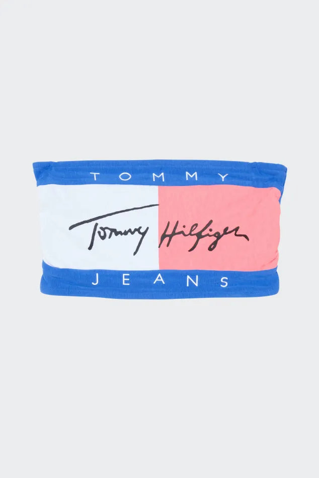 Tommy Jeans dámsky bandeau top modrý