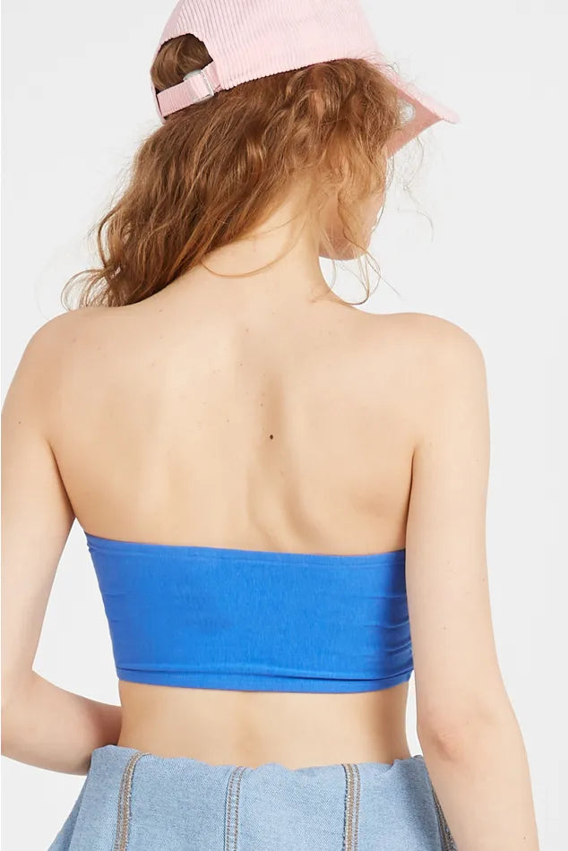 Tommy Jeans dámsky bandeau top modrý