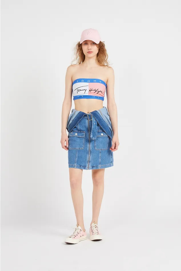 Tommy Jeans dámsky bandeau top modrý