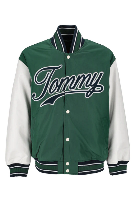 Tommy Jeans pánska bunda Letterman zelená