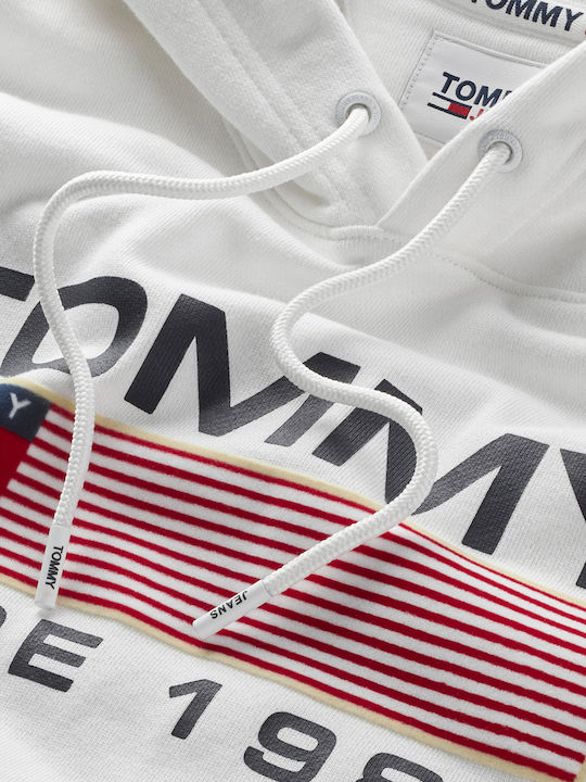 Tommy Jeans pánska mikina biela s kapucňou