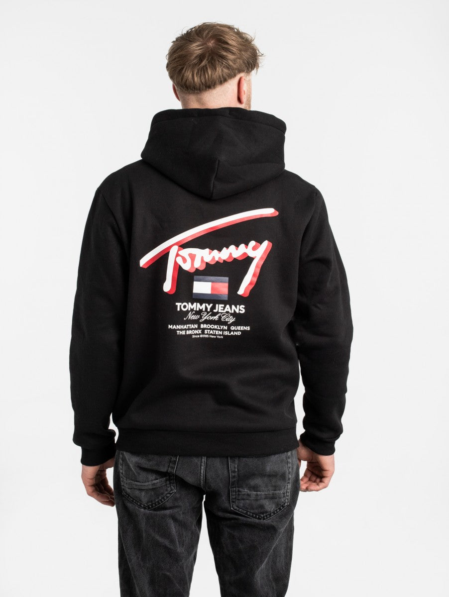 Tommy Jeans pánska mikina čierna s kapucňou