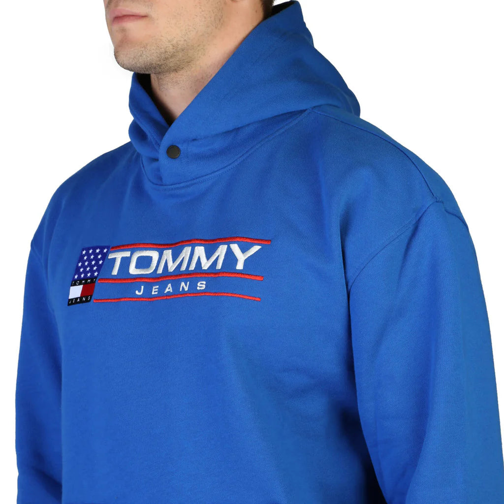 Tommy Jeans pánska mikina modrá s kapucňou