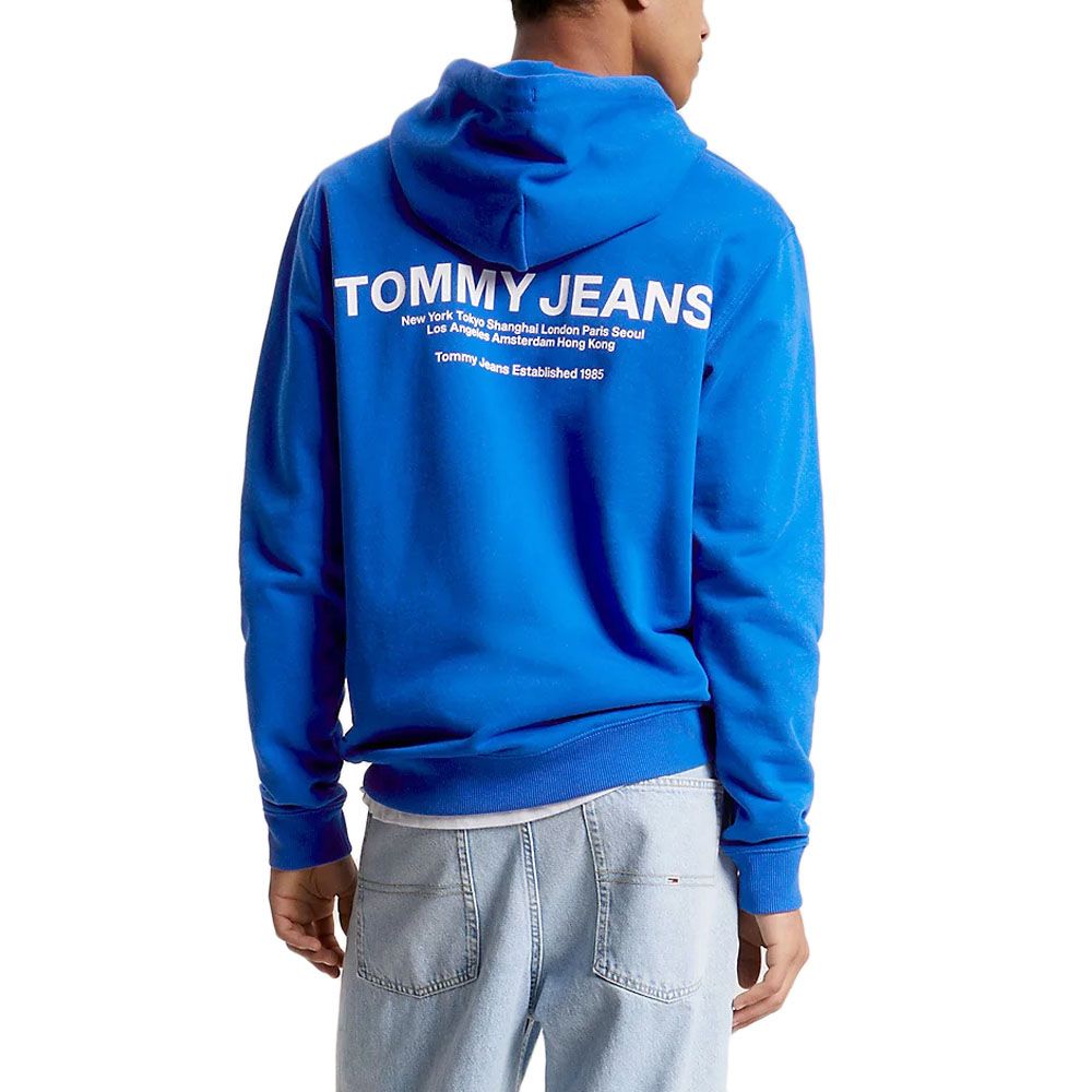 Tommy Jeans pánska mikina modrá s kapucňou