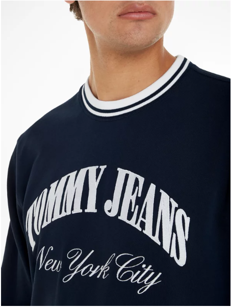 Tommy Jeans pánska mikina modrá s okrúhlym výstrihom