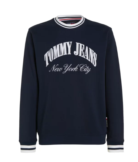 Tommy Jeans pánska mikina modrá s okrúhlym výstrihom