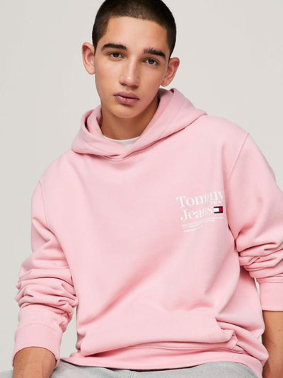 Tommy Jeans pánska mikina ružová s kapucňou