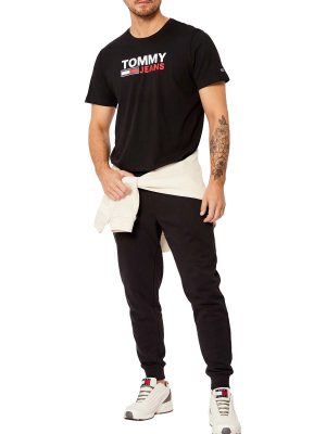 Tommy Jeans pánske tričko corp logo tee - čierne