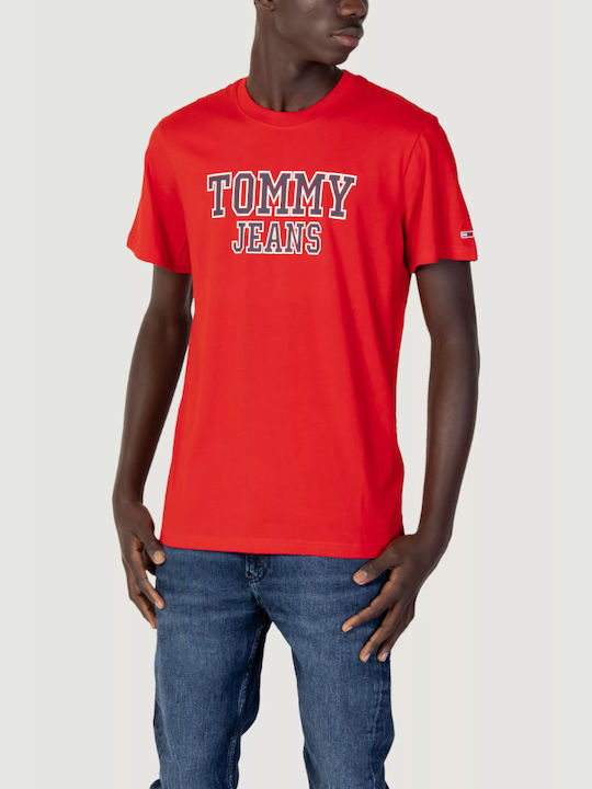 Tommy Jeans pánske tričko červené s veľkým logom