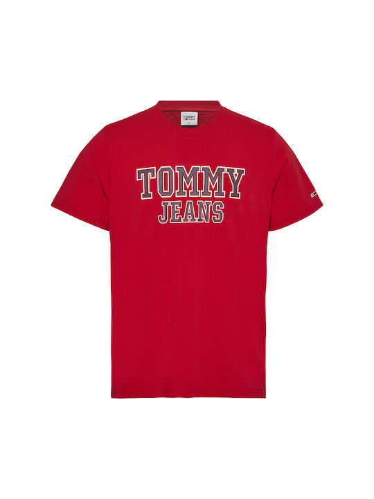 Tommy Jeans pánske tričko červené s veľkým logom