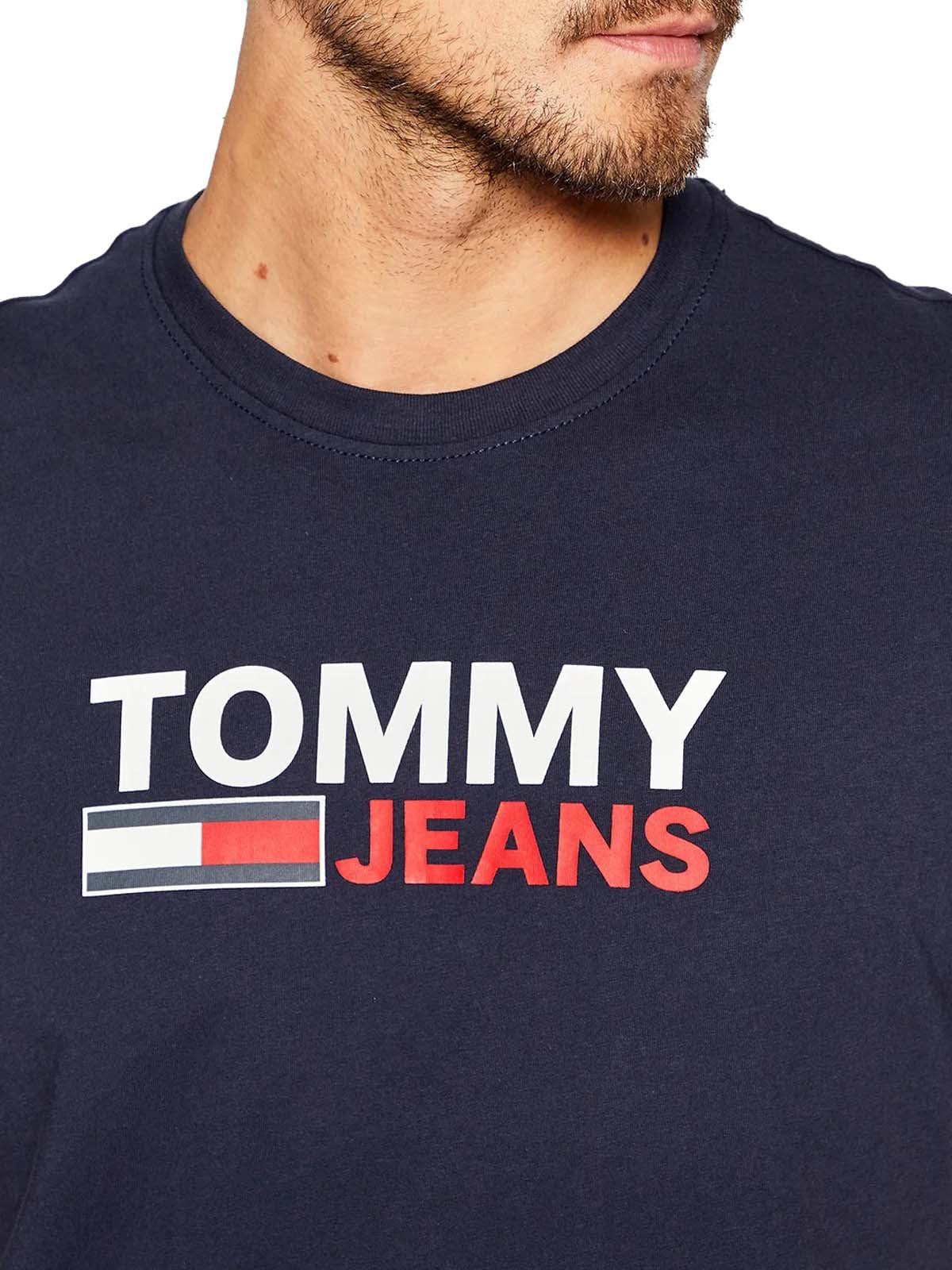 Tommy Jeans pánske tričko corp logo - modré