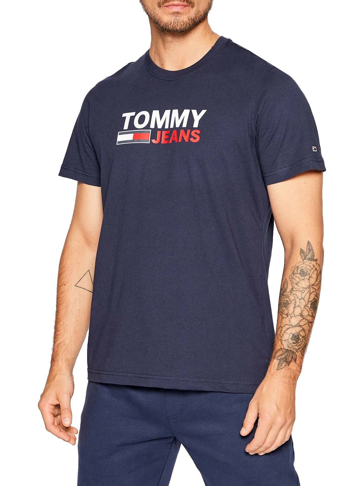 Tommy Jeans pánske tričko corp logo - modré