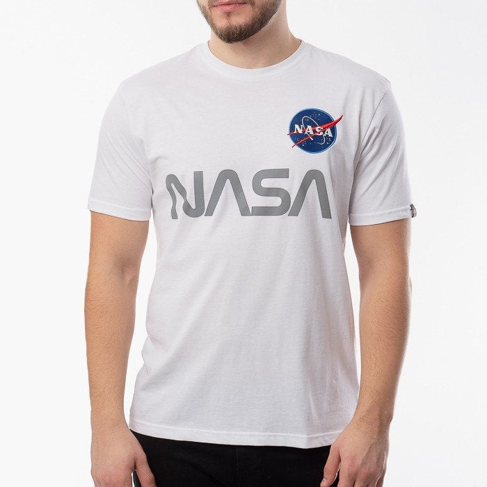 Alpha Industries pánske tričko NASA Reflective T biele