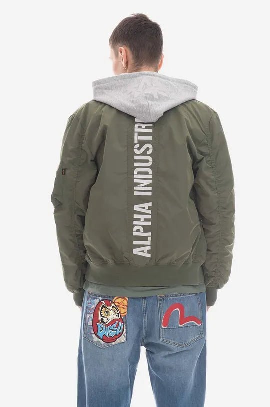 Alpha Industries pánska bunda zelená s kapucňou - Original Brands