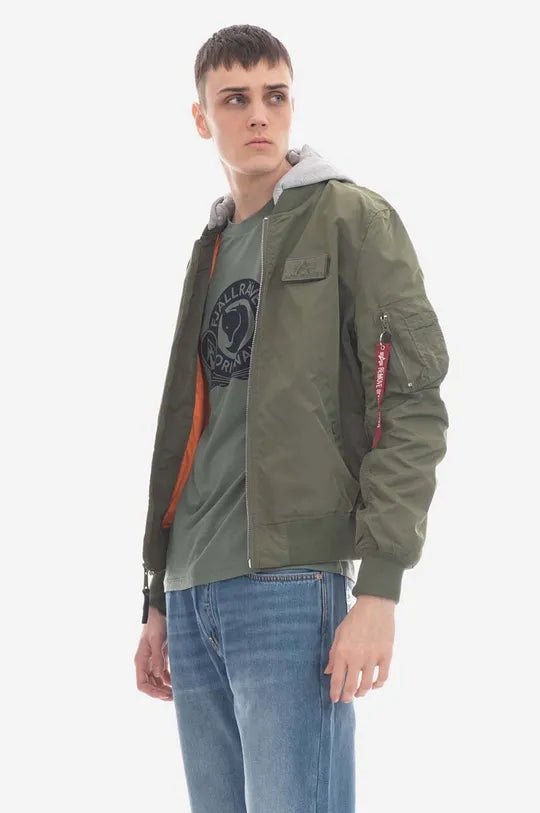 Alpha Industries pánska bunda zelená s kapucňou - Original Brands