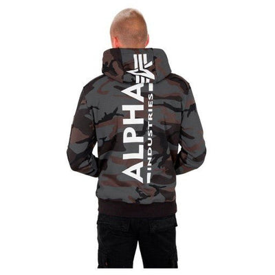 Alpha Industries pánska mikina Back Print Hoody Camo tmavá maskáčová - Original Brands