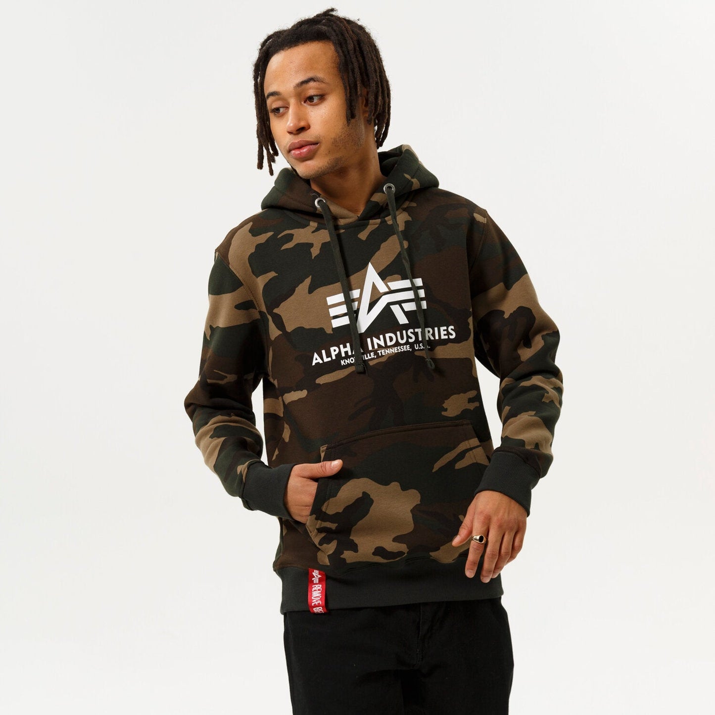 Alpha Industries pánska mikina Basic Hoodie Camo multicolor s kapucňou - Original Brands